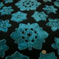 Ameublement marron devore fleur velours bleu paon 1 2 