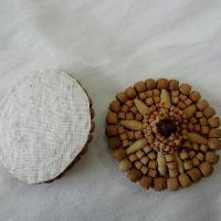 Badge ou broche a coudre bois exotique 1 