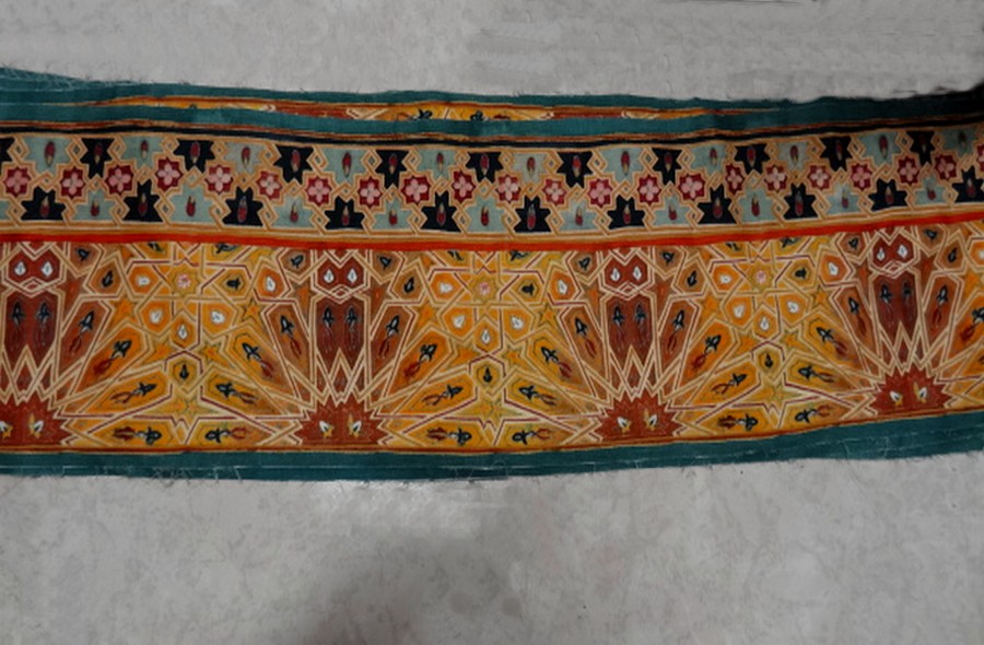 Bande de velours de coton azteque ocre 1