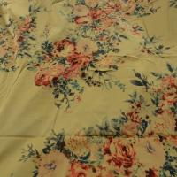 Bengaline coton fond beige safran roses d antan 1
