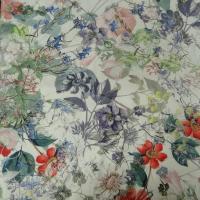 Bengaline coton fond blanc fleurs champetre 1