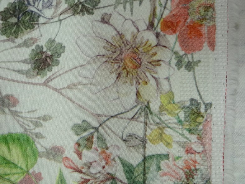 Bengaline coton fond blanc fleurs champetre 2