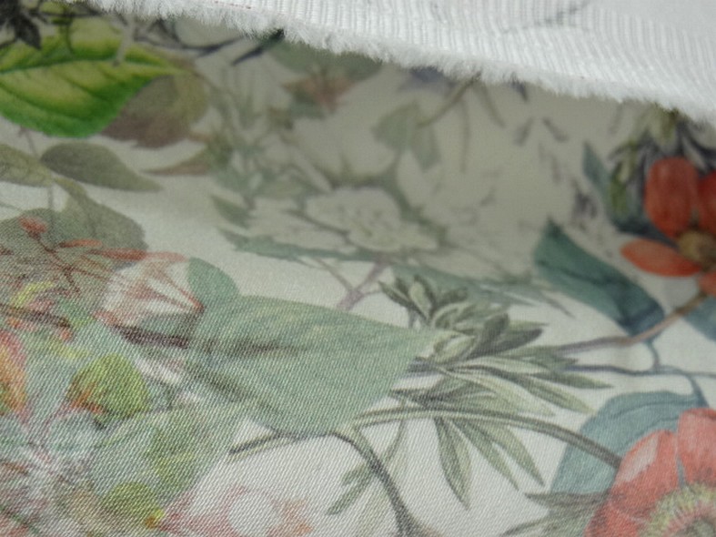 Bengaline coton fond blanc fleurs champetre 3