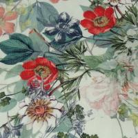 Bengaline coton fond blanc fleurs champetre 4