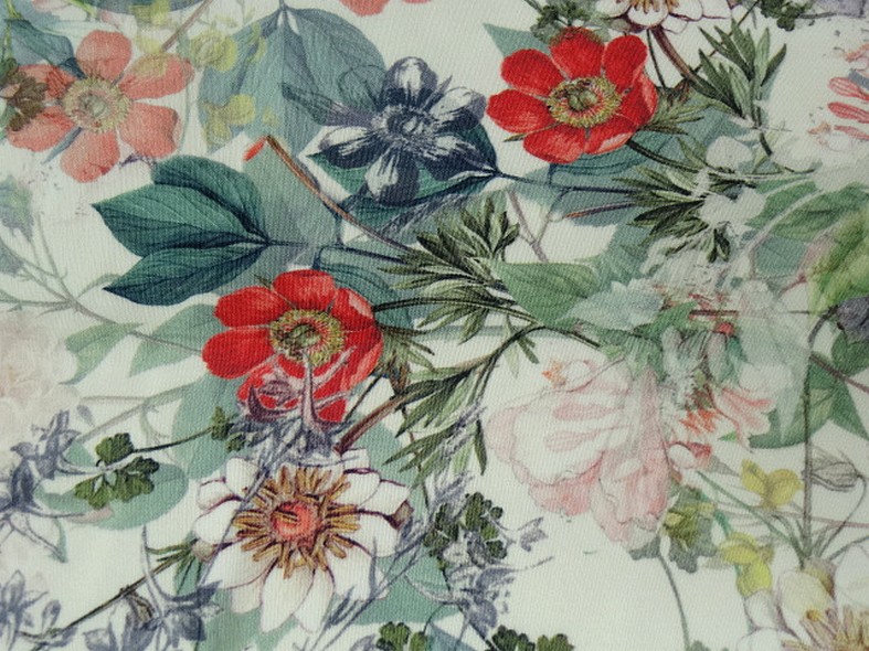 Bengaline coton fond blanc fleurs champetre 4