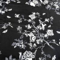 Bengaline coton lycra noire oiseaux et cerisiers en fleurs 1 