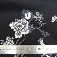 Bengaline coton lycra noire oiseaux et cerisiers en fleurs 2 