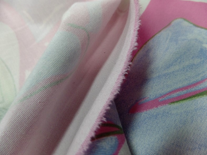 Bengaline coton rose larges fleurs 1