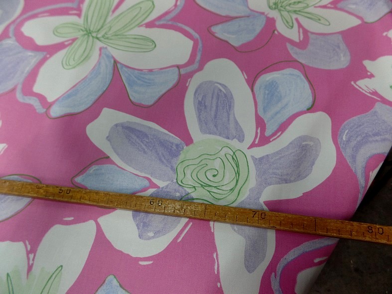 Bengaline coton rose larges fleurs 3