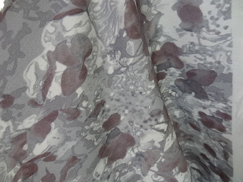 Bengaline fleurs floues gris prune 2