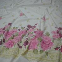 Bengaline lycra blanche embase fleurie rose 2