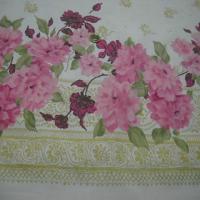 Bengaline lycra blanche embase fleurie rose 3