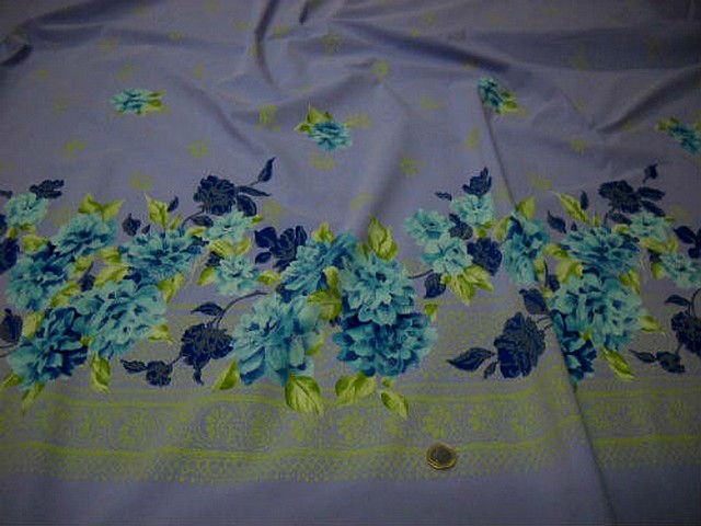 Bengaline lycra mauve clair embase fleurie bleu sarcelle et klein 2