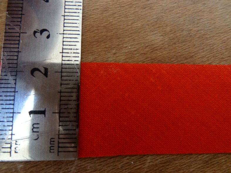 Biais coton rouge vermillon a plat 22 mm 1