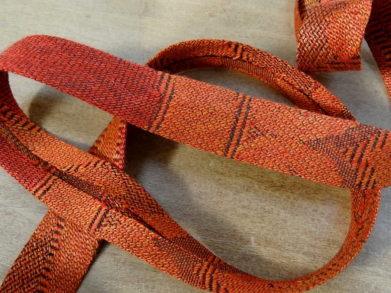 Biais orange motifs tisses 16 mm 1