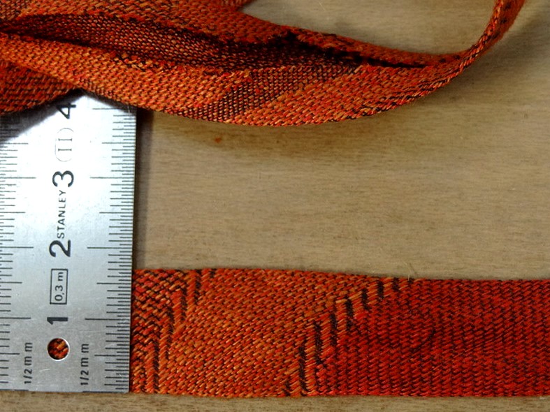 Biais orange motifs tisses 16 mm 2