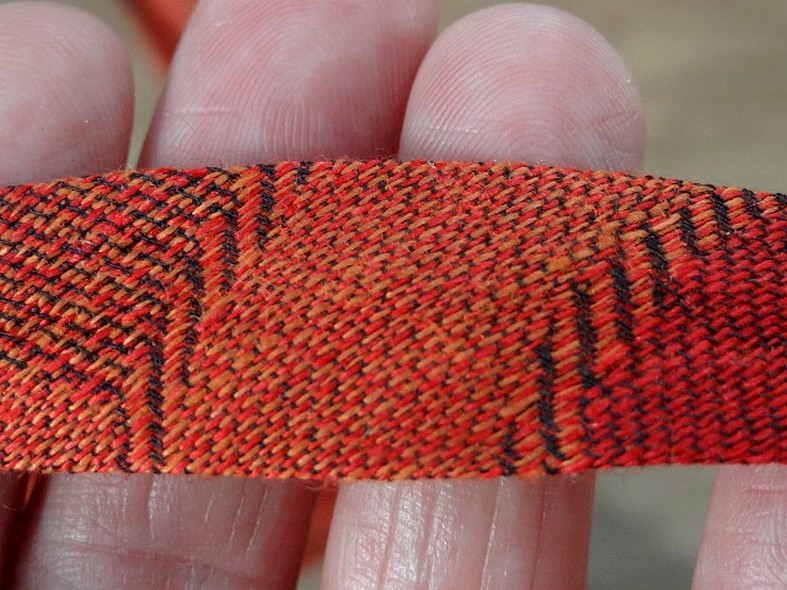 Biais orange motifs tisses 16 mm 3
