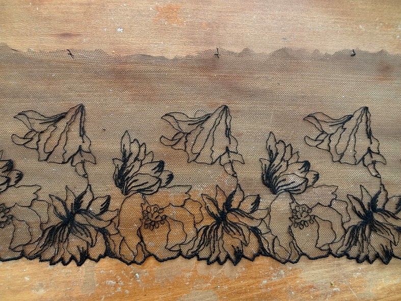 Bordure resille brodee noire petunia