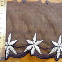 Bordure stella resille dentelle bleu marine brodee blanche 2