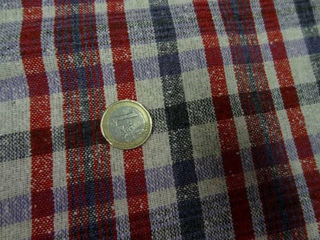 Bourrette de soie a carreaux rose rouge vermillon bleu de prusse 3