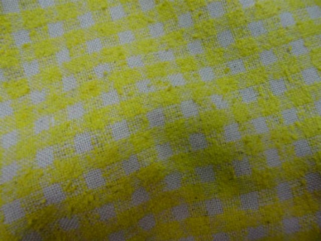 Bourrette de soie vichy jaune blanc 1