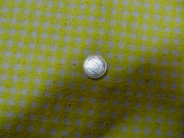 Bourrette de soie vichy jaune blanc 2