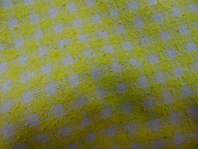 Bourrette de soie vichy jaune blanc casse 1