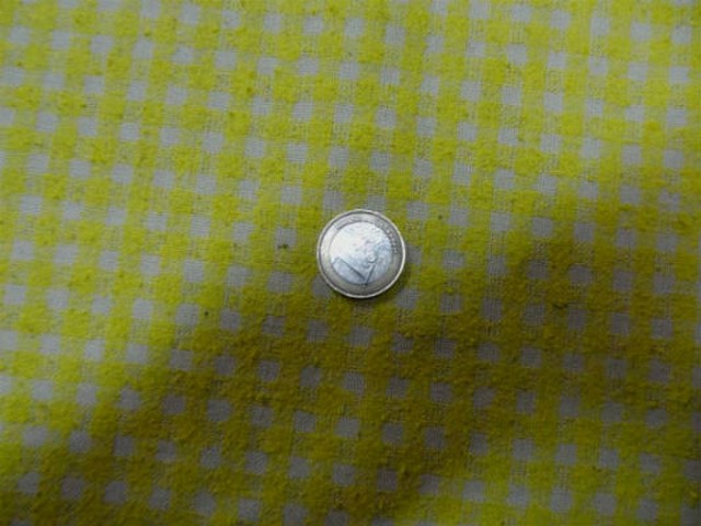 Bourrette de soie vichy jaune blanc casse 2