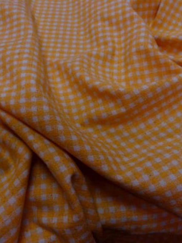 Bourrette de soie vichy orange blanc 1