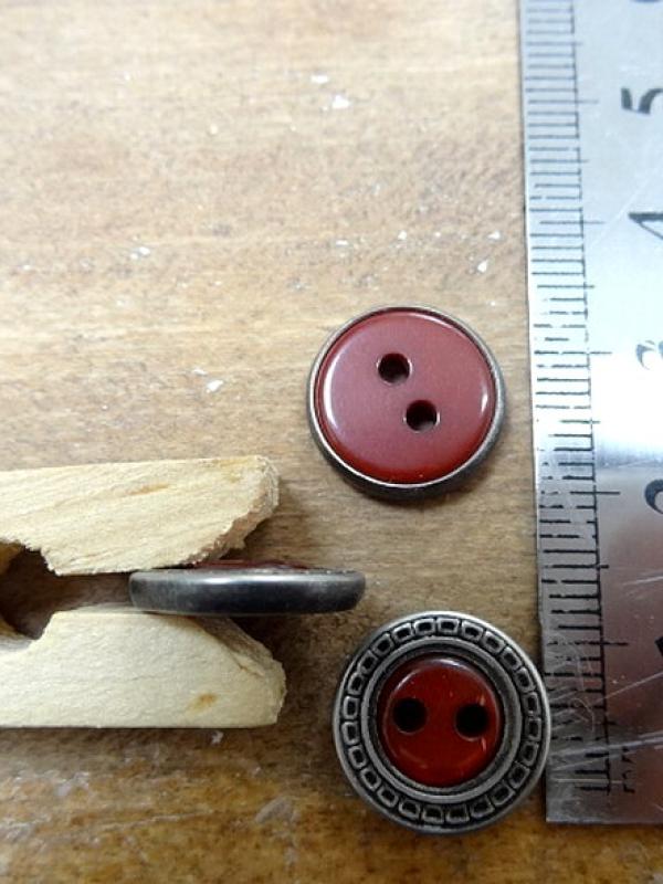 Bouton chloe rouge cercle bronze 14 mm