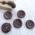 Bouton corozo bord bourrelet bistre granite 15 mm 1