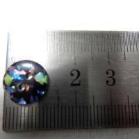 Bouton noir paillete multicolore plastifie 12 mm 1 