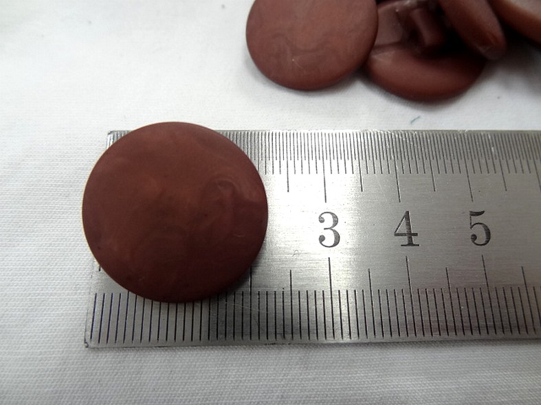 Bouton pastille plate a queue terre de sienne brulee moire 1