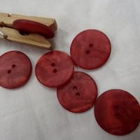 Bouton plat teinte groseille mat moire 24 mm 3