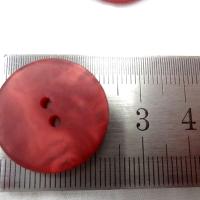 Bouton plat teinte groseille mat moire 24 mm 4 
