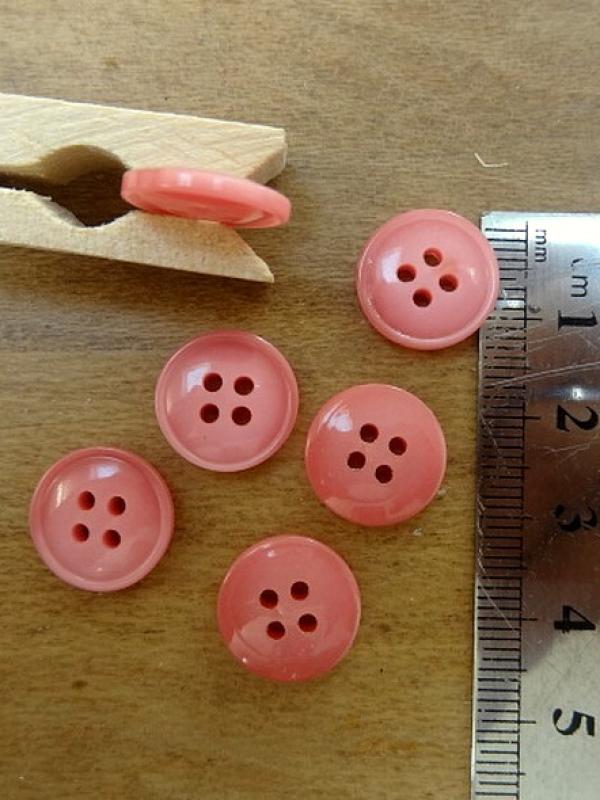 Bouton rose nacarat marbre bord fin 4 trous 14 mm