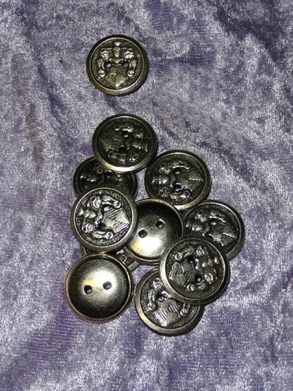 Bouton vieil argent armoiries 22 mm 1 1