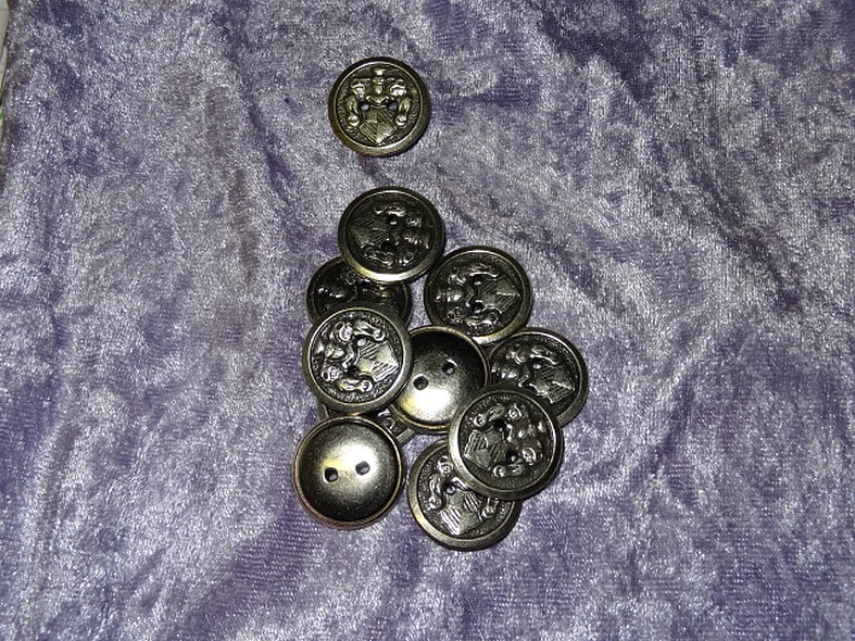 Bouton vieil argent armoiries 22 mm 1 1