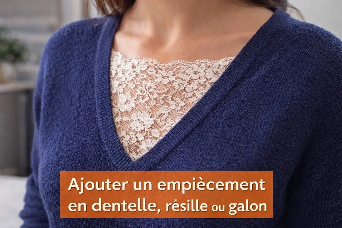 Col detail sur l empiecement en dentelle