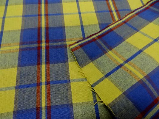 Coton ameublement carreaux jaune bleu2 1