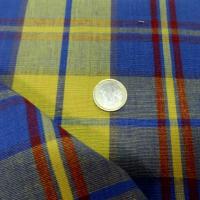 Coton ameublement carreaux jaune bleu2 2