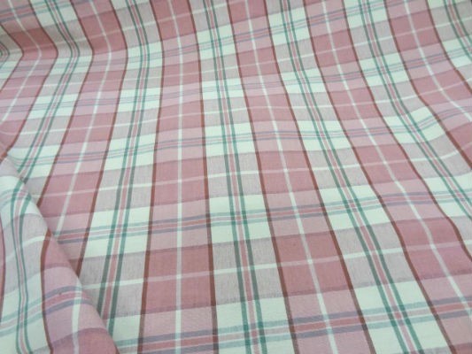 Coton ameublement carreaux rose blanc casse8 1