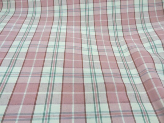 Coton ameublement carreaux rose blanc casse8 3