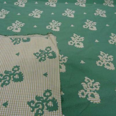 Coton ameublement reversible vichy jaune blanc motifs vert8 2 