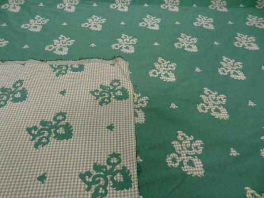 Coton ameublement reversible vichy jaune blanc motifs vert8 2 