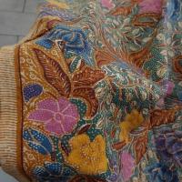 Coton batik fleuri ocre 2 