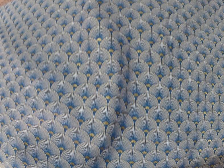 Coton blanc bleu or art deco japonais 1