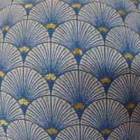 Coton blanc bleu or art deco japonais 2 