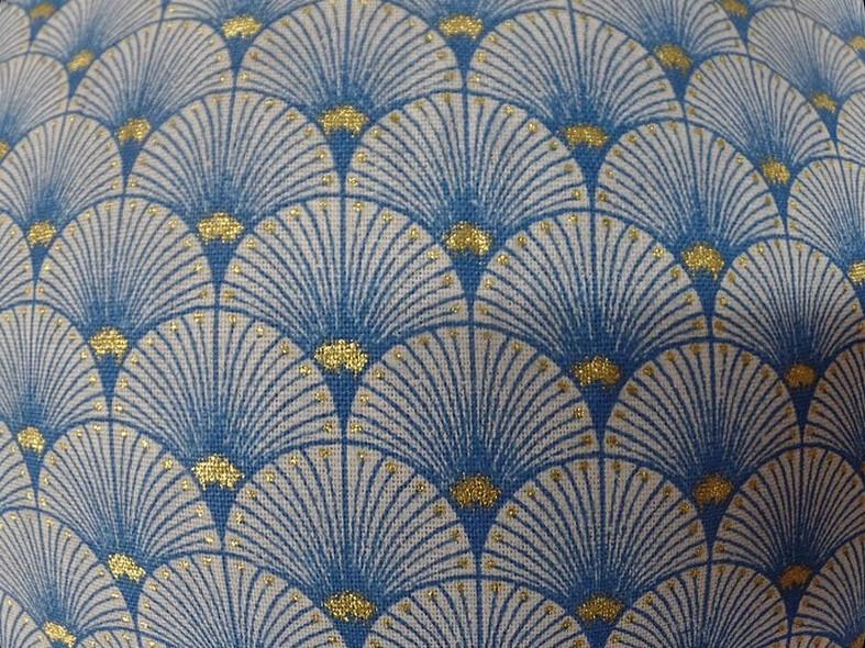 Coton blanc bleu or art deco japonais 2