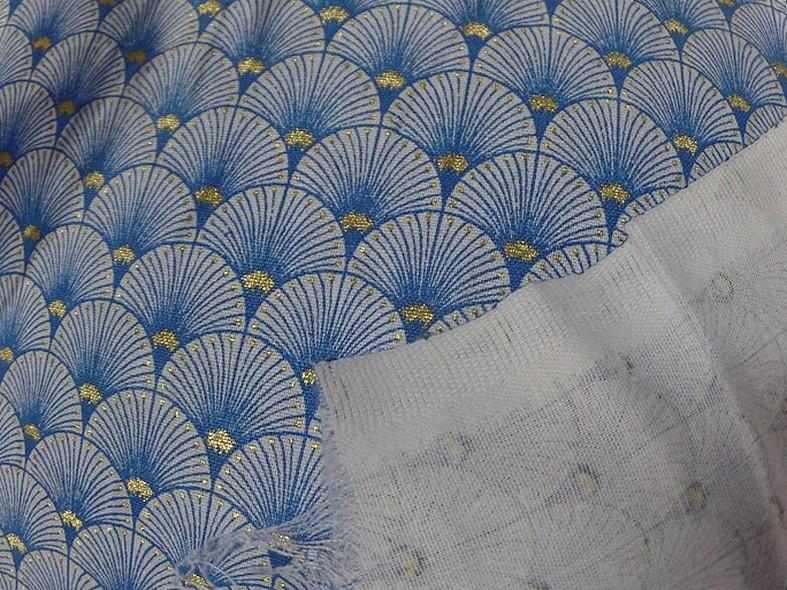 Coton blanc bleu or art deco japonais 3